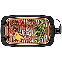 Chefman Smokeless Indoor Electric Grill, Copper, Extra Large, Nonstick Table Top Grill for Indoor Grilling and BBQ with Adjustable Temperature Control, Nonstick Dishwasher-Safe Parts, 9