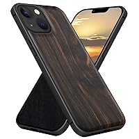 Carveit Magnetic Wood Case for iPhone 13 Mini Case [Natural Wood & Black Soft TPU] Shockproof Protective Cover Unique & Classy Wooden Case Compatible with MagSafe (Blackwood)