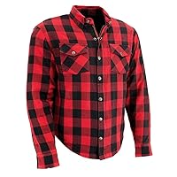 Milwaukee Leather Men's Plaid Flannel Biker Shirt with CE Armor - Reinforced w/Aramid Fibers | MPM