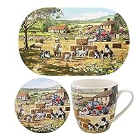 Lesser & Pavey Collie & Sheep Mug Coaster Tray | Ceramic Mug Coaster & Tray for Home or Work | Premium Design Mug Coaster & Tray Set for All Occasions | Lovely Mug, Coaster & Tray - Macneil Studios