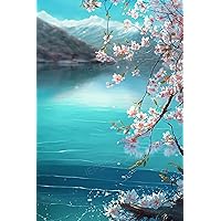 Pine Wood Framed Art Paintings - Blue Peach Blossom Lake Acrylic on Canvas - Art Oil Painting Canvas Painting, Vintage Wall Side Home Decor Wall Poster For Modern Crowd Bedroom Decor 16X20 In