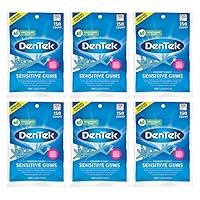 DenTek Comfort Clean Sensitive Gums Floss Picks, Soft & Silky Ribbon, 150 Count, 6 Pack (Blue)