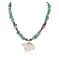 $290Tag Certified Silver Navajo Natural Jade Turquoise Native Necklace 750199-2 Made by Loma Siiva