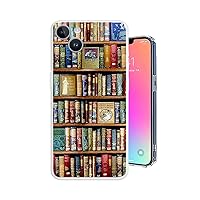 Vintage Bookstore Library Book Shelves Design Protective Cover Gel Case with Camera Protection for iPhone 14 6.1