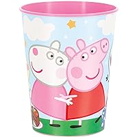 Unique Industries Peppa Pig Reusable Pink Plastic Stadium Cup - 16 oz (1 Pc) | Perfect Party Decor Accessory for Kids' Celebrations