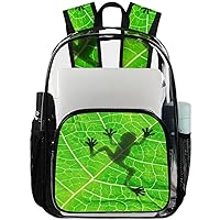 Animals Frog Summer（07） Clear Backpack Heavy Duty Transparent Bookbag for Women Men See Through PVC Backpack for Security, Work, Sports, Stadium