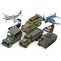 Pacific Theater Warriors Military 2022 Set B of 6 Pieces Release 1 1/64-1/144 Diecast Model Cars by Johnny Lightning JLML007B