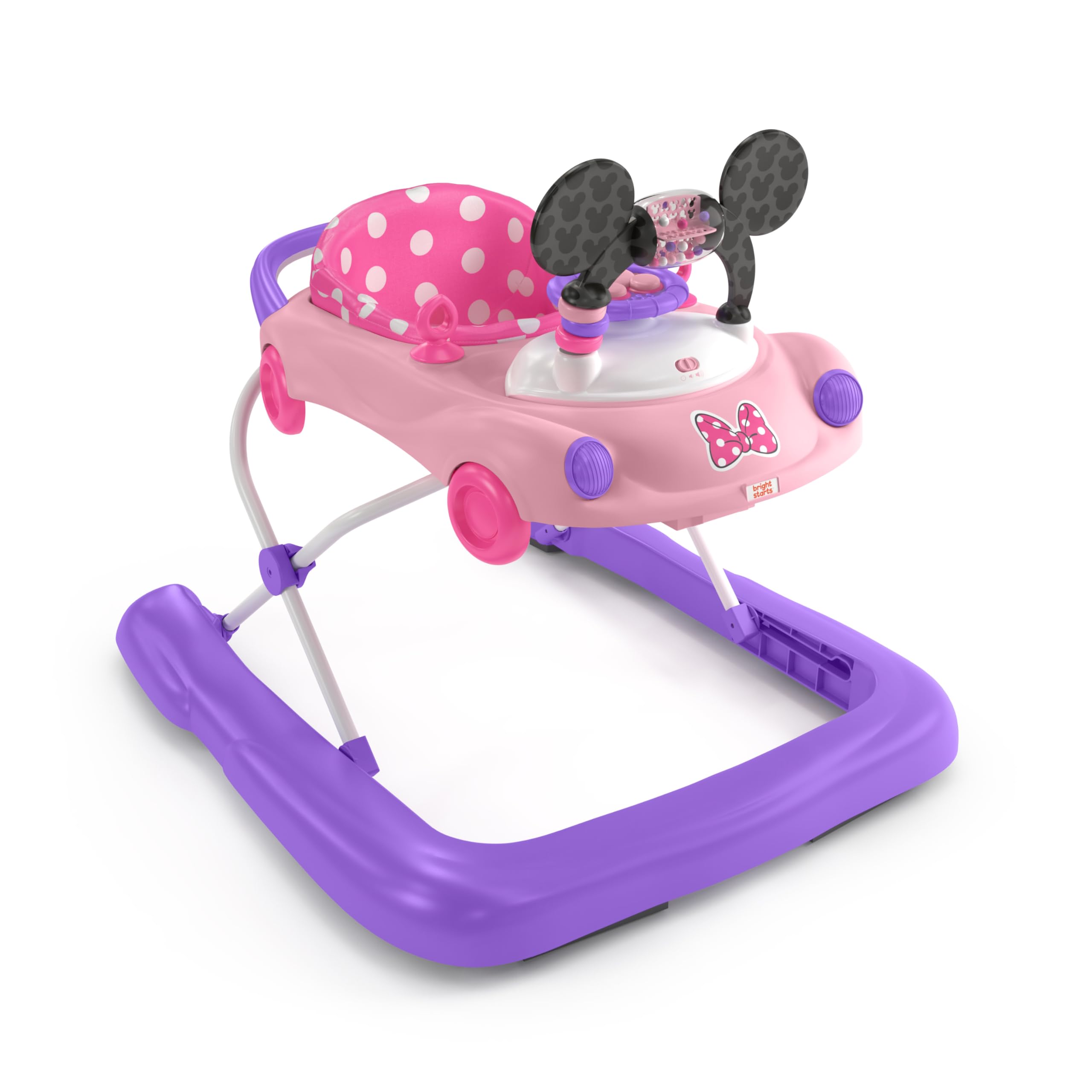 Bright Starts Disney Baby Minnie Mouse Go, Go Bows 3-in-1 Car Walker, Pink and Purple, 6-24 Months