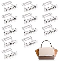 TXIN 12 Pieces Handmade Metal Labels with Shim Rectangle Alloy Tags Hand Made Printed Signs Label for DIY Crafts Sewing Items Purses Bags Shoes