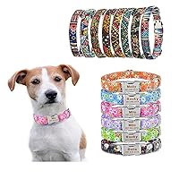 Custom Dog Collar for Girls Boys,Cute Floral Bohemian Ethnic Style Colorful Soft Personalized Free Engraved ID Name Tag Phone Number Plate,Customized Metal Buckle Adjustable for Small Medium Large