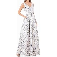 JS Collections Women's Floral-Print Metallic Ball Gown
