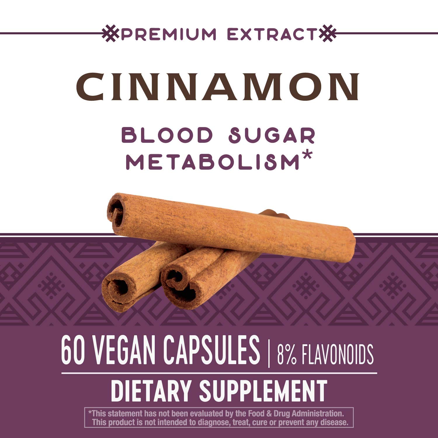 Nature's Way Premium Extract Cinnamon Standardized to 8% Flavonoids 60 Vcaps