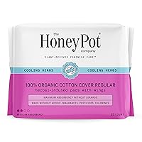The Honey Pot Company - Herbal Regular Flow Pads w/Wings - Organic Pads for Women - Infused w/Essential Oils for Cooling Effect - Feminine Care - 20ct