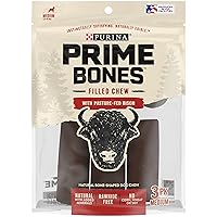 Purina Prime Bones Dog Bone, Made in USA Facilities, Natural Medium Dog Treats, Filled Chew With Pasture-Fed Bison - (4) 3 ct. Pouches