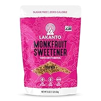 Lakanto Brown Monk Fruit Sweetener with Erythritol - Brown Sugar Substitute, Zero Calorie, Baking, Vegan, Keto Diet Friendly, Zero Net Carbs, Gluten Free, Sugar Replacement, Extract (Brown - 1 lb)
