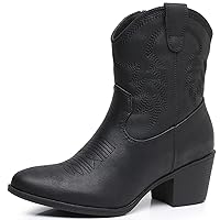 GLOBALWIN Women's Mid Calf The Western Cowboy Boots Fashion Cowgirl Boots For Women Low Heel