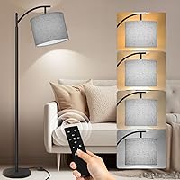 PESRAE Floor Lamp for Living Room, 9W Stepless Dimmable 3000-6000K LED Bulb Included, Standing Lamp with Remote Control, Tall lamp with Adjustable Linen Lampshade for Office…