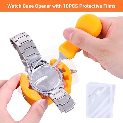 Ohuhu Watch Press Set, Upgraded Professional 27 Piece Watch Case Back Press Watch Press Set Back Case Closer Watch Back Remover Tool with 12 Dies Tweezers Case Back Protective Films Cleaning Cloth