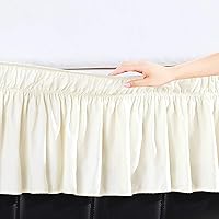 Elegant Comfort Luxury Wrinkle Resistant -Wrap Around Style- Elastic Bed Wrap Ruffled Bed Skirt 16inch Drop, Queen/King, Cream