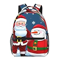 Santa Claus and Snowman print Lightweight Bookbag Casual Laptop Backpack for Men Women College backpack