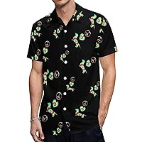 Peace Love Dachshunds Tie Dye Hawaiian Shirt for Men Short Sleeve Button Down Summer Tee Shirts Tops