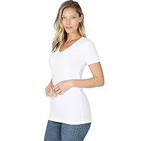 Zenana Basic Cotton V-Neck Short Sleeve White