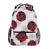 ALAZA Cute Red Rose Dots Backpack for Women Men,Travel Casual Daypack College Bookbag Laptop Bag Work Business Shoulder Bag Fit for 14 Inch Laptop