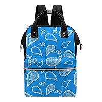 Blue Paisley Diaper Bag Backpack Travel Waterproof Mommy Bag Nappy Daypack