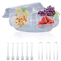 Ice Fruit Tray for Serving for Party, 15 Inch Chilled Serving Platter on Ice, Plastic Cold Serving Tray Veggie Tray with Lid & Dip for Vegetables Fruits Shrimp Seafood Appetizers