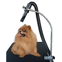 Dog Pet Grooming Table Hair Dryer Stand Hose Tube Holder Hands-Free Stainless Steel Groomers Adjustable Third Arm with Clamp