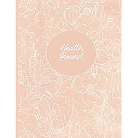 Health Record: Daily Home Monitoring of Blood Pressure, Glucose, and Heart Rate, Large Floral Cover