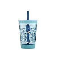 Contigo Spill-Proof 14oz Tumbler with Straw and BPA-Free Plastic, Fits Most Cup Holders and Dishwasher Safe, Agave Zoo Animals