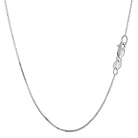 Jewelry Affairs 14k White Solid Gold Mirror Box Chain Necklace, 0.7mm