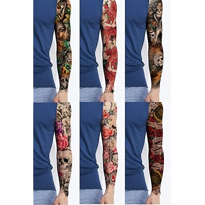 Pinone Full Arm Temporary Tattoo For Man Women L19“xW7”(12 Sheets)
