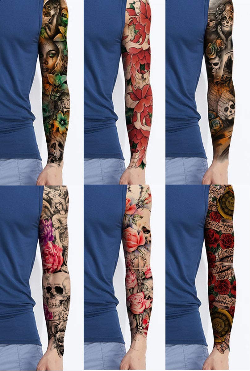 Pinone Full Arm Temporary Tattoo For Man Women L19“xW7”(12 Sheets)