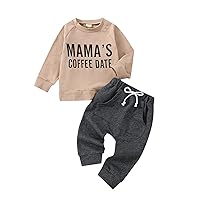 GOOCHEER Toddler Baby Boy Valentine 's Day Outfit Long Sleeve Sweatshirt Crewneck Pullover Tops Shirts and Jogger Pants Set