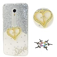 STENES Bling Case Compatible with Sony Xperia 1 - STYLISH - 3D Handmade Cross Heart LOVEDesign Protective Cover Compatible with Sony Xperia 1 6.5 Inch 2019 - Gold