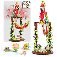 Flowers and Parrot 2 in 1 Building Sets Rotatable 360° Compatible with Lego Sets for Adult, Creative Bird Botanical Collection Set Decor for Home Office, Gifts for Boys Girls Age 8+ Kids 636PCS