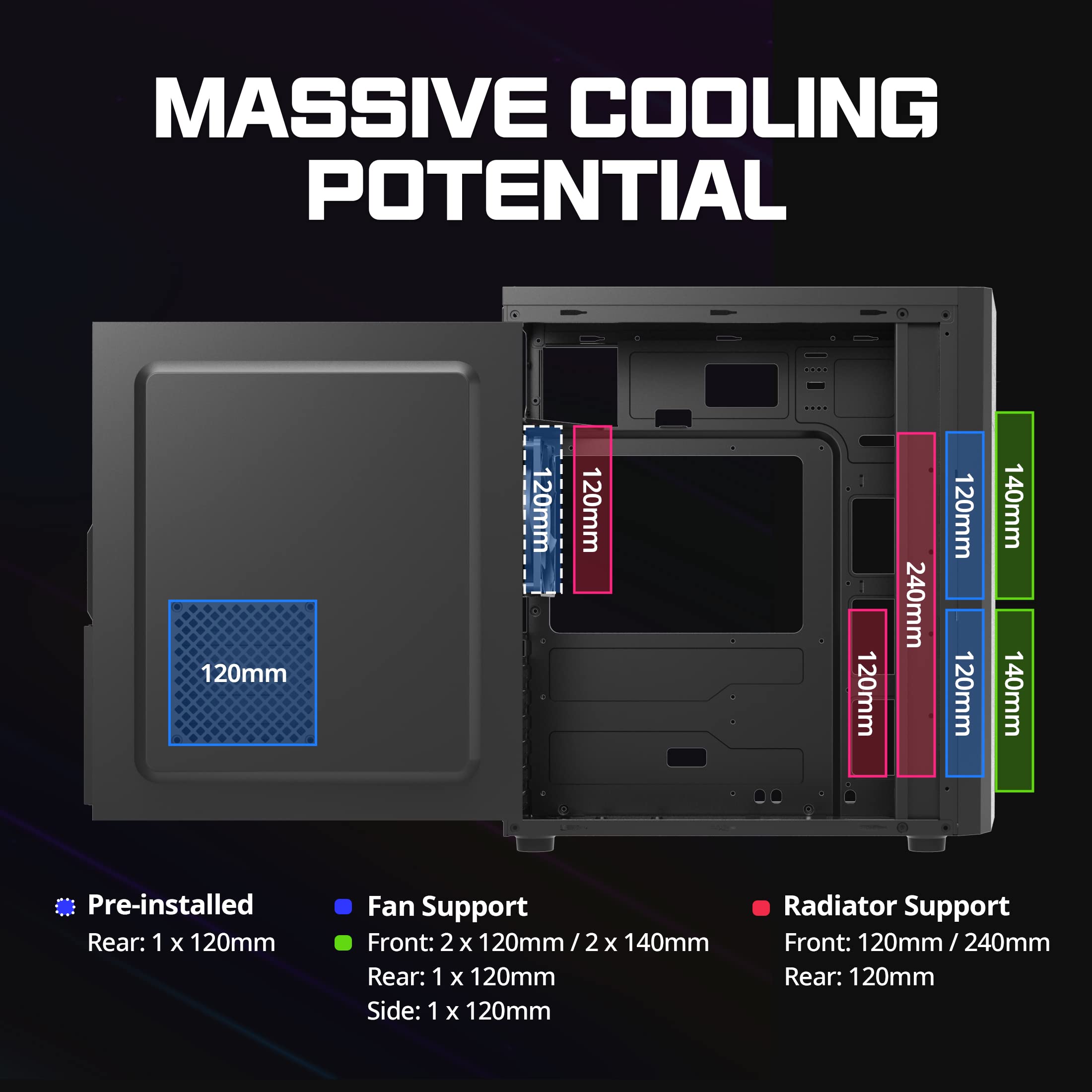 Zalman T8 ATX Mid Tower PC Case, Spectrum RGB Lighting Strip, USB 3.0, 120mm Rear Fan, Detachable 5.25” ODD Drive Cover, Fits mATX ITX Motherboards, Compact Size - Black