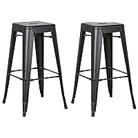 AC Pacific Backless Metal Barstools, Modern Industrial Light Weight Stackable Counter Height Bar Stools Set of 2, 24
