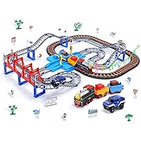 CUTE STONE Toy Train Set for Toddler, Train Track Set with Cars, Electric Train with Realistic Sound, Train Track Playset for 3 4 5 Years Old Girls & Boys