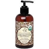 Fractionated Coconut MCT Oil (Liquid Coconut Oil), USDA Certified Organic, Non-GMO, Perfect for massage, carrier oil for DIY blends, Hair, Skin care. 100% Pure, Hexane-Free (8 oz)