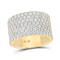 The Diamond Deal 10kt Yellow Gold Mens Round Diamond 7-Row Band Ring 7-1/2 Cttw