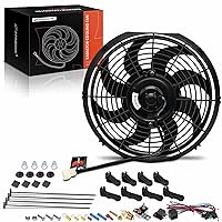 A-Premium 12'' 12 inch Electric Radiator Fan High 3000+ CFM, 12V 90W with Thermostat Wiring Switch Relay Kit