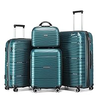 LARVENDER Luggage Sets, Luggage 4 Piece Set, Expandable Luggage Set Clearance Suitcases with Spinner Wheels Hardside Luggage with TSA Lock (Dark Green)