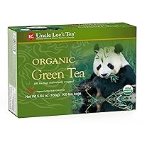 Uncle Lee's Tea Organic Green Tea - Premium Tea for Everyday Wellness, Medium Caffeine, Antioxidant-Rich Green Tea Bags, Individually Wrapped, 100 Count.