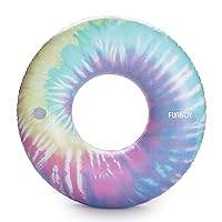 FUNBOY Giant Inflatable Tie Dye Tube Float, Donut Style Pool Float, Luxury Raft for Summer Pool Parties and Entertainment