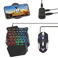 Half Hand Gaming Keyboard and Mouse Combo Laelr 35 Keys PUBG Wired Mechanical RGB LED Backlit Half Keyboard with Wrist Rest Wired Gaming Mouse Converter for Android IOS, Not support IOS 13.4 and above