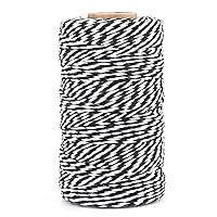 G2PLUS Cotton Bakers Twine,328 Feet 2MM Cotton String, White and Black String Wrapping String for Arts & Crafts, Home Decor, Macrame