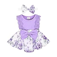 Baby Girl Clothes Newborn Romper Dress Infant Lace Ruffle Sleeveless Summer Outfits with Headband 0-12 Months